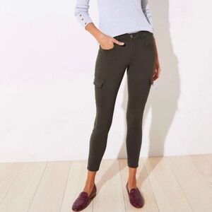 LOFT Ann Taylor Cargo Pants Leggings Crop High Rise Sz 10/30 Preppy